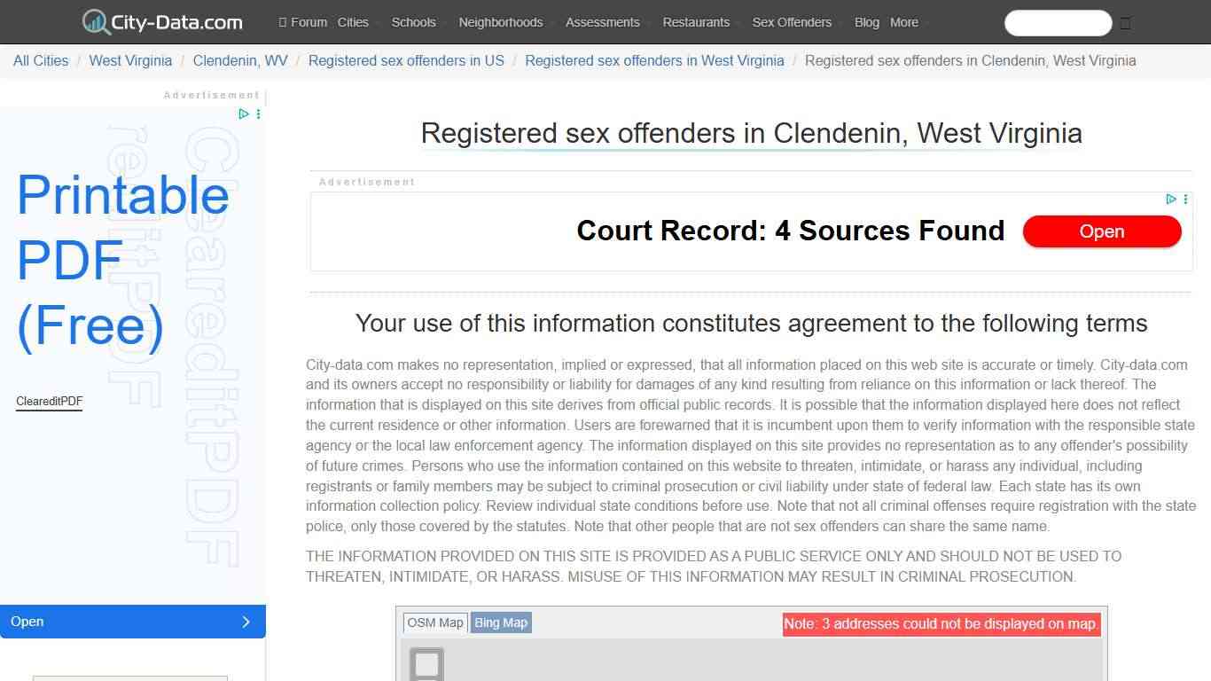 Registered sex offenders in Clendenin, West Virginia - crimes listed, registry-based, living in this city